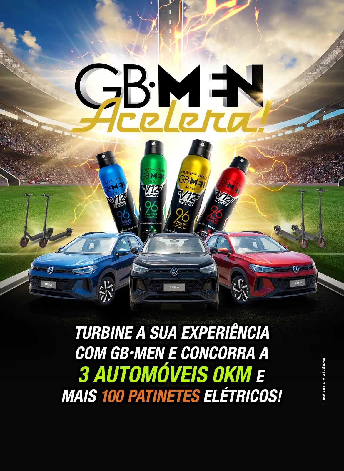 GB·MEN Acelera — 3 automóveis 0KM e 100 patinetes elétricos